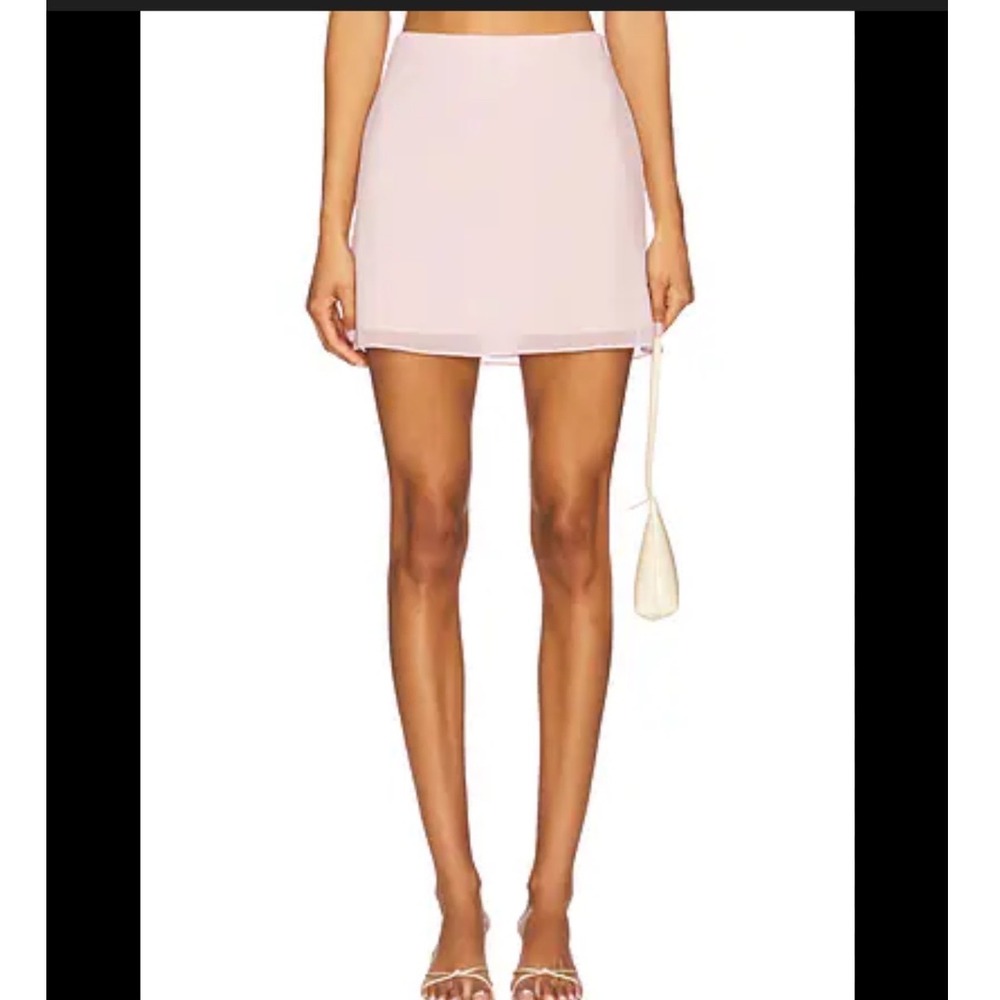 Lovers and Friends Pink Chiffon Mini Skirt Double Layer Sheer Hem Size L NWT